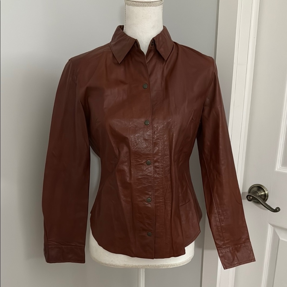Vintage leather button-down top
